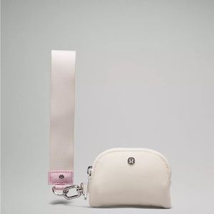 Lululemon dual pouch wristlet white opal/pink peony
